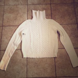 White cable knit sweater